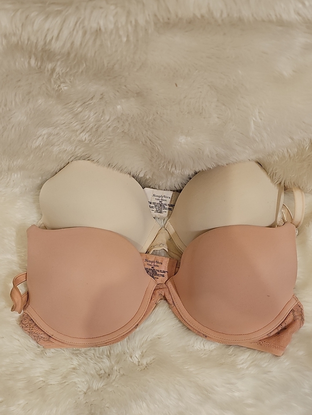 Simply Vera Vera Wang 36C Bra Lot of 2 Nude Ivory Lace